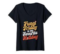 Womens Fungi Friday is My Favorite Holiday Microbiologist V-Neck T-Shirt