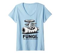 Women's Fungi The Recyclers Mushroom Mycology Ecology V-Neck T-Shirt