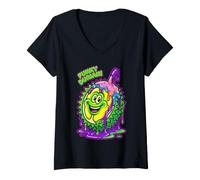 Women's Funky Durian Melting Sweet Tropical Fruit Art V-Neck T-Shirt