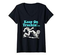 Womens Funky Keep on Truckin' - Retro Vibes V-Neck T-Shirt