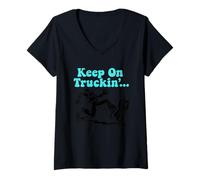 Womens Funky Keep on Truckin' - Retro Vibes V-Neck T-Shirt