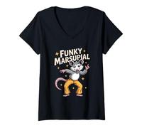 Womens Funky Marsupial Disco Possum Dance Wear V-Neck T-Shirt