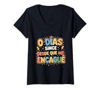 Women's Funny 0 Days Since Bilingual Spanglish Humor V-Neck T-Shirt