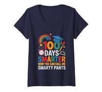 Women's Funny 100 Days Smarter I'm Smarty Pants Adventure Sprinkled V-Neck T-Shirt