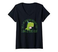 Women's Funny 18th Birthday This is My Dinosaur Birthday V-Neck T-Shirt