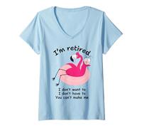 Womens Funny 2025 Retirement Flamingo Vacation Retired Party Women V-Neck T-Shirt