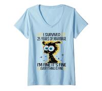 Womens Funny 25th Wedding Anniversary Couples Husband Wife 25 Years V-Neck T-Shirt