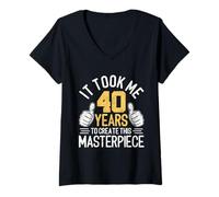 Women's Funny 40th Birthday Retro Graphic Forty Years Old Men Women V-Neck T-Shirt