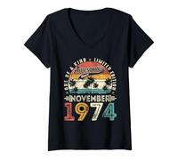 Womens Funny 51 Years Old Vintage November 1974 51st Birthday Men V-Neck T-Shirt