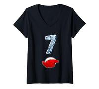 Womens Funny 67 Meme Santa Hand Seven Ironic Christmas Couples V-Neck T-Shirt