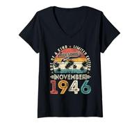 Womens Funny 79 Years Old Vintage November 1946 79th Birthday Men V-Neck T-Shirt