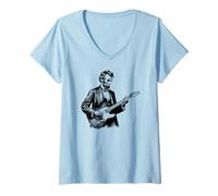 Womens Funny Abraham Lincoln Playing Electric Guitar V-Neck T-Shirt