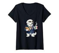 Women's Funny Abruzzo Shepherd Dog Mug Coffee Italy Flag V-Neck T-Shirt