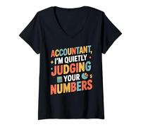 Women's Funny Accountant CPA Accounting I'm Silently Judging Your V-Neck T-Shirt