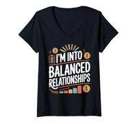 Women's Funny Accountant I'm Into Balanced Relationships Accounting V-Neck T-Shirt