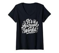 Women's Funny Accountant It's Accrual World Accounting V-Neck T-Shirt