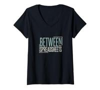 Women's Funny Accounting Pun Between The Spreadhseets V-Neck T-Shirt