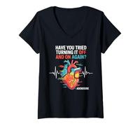 Womens Funny Adenosine Cardiology Heart Rhythm Medical Humor Gifts V-Neck T-Shirt