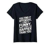 Womens Funny Adult Humor Sarcastic Offensive Happy Feeling Quote V-Neck T-Shirt