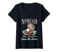 Womens Funny Adult Humor Spread My Flaps Smell the Ocean Dirty Meme V-Neck T-Shirt