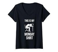 Womens Funny Adult This Is My Monday Wear V-Neck T-Shirt
