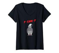 Womens Funny African Grey Parrot F-Caw-F Unisex Meme Bird Caw Vibes V-Neck T-Shirt