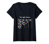 Women's Funny Agile Process AOE Project Process Management V-Neck T-Shirt