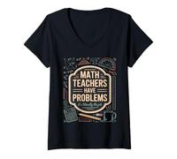 Women's Funny Algebra Classroom Math Teachers Have Problems V-Neck T-Shirt