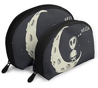 Womens Funny Alien Astronaut Hello Travel Cosmetic Bags Waterproof 2PC Makeup Clutch Pouch Cosmetic and Toiletries Organizer Bag Portable Travel Toiletry Pouch Girls