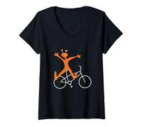 Women's Funny Alien Cycling with a Bike V-Neck T-Shirt