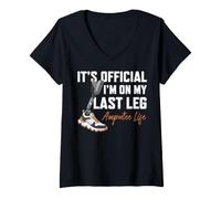 Women's Funny Amputation Prosthetic Humor I'm On My Last Leg Amputee V-Neck T-Shirt