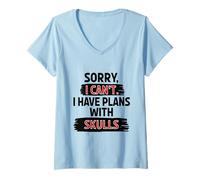 Womens Funny Anatomy and Forensic Science Lover Skulls Joke V-Neck T-Shirt