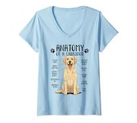 Womens Funny Anatomy Labrador Retriever Yellow Lab Dog Owner V-Neck T-Shirt