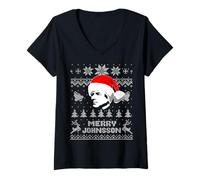 Womens Funny Andrew President Johnson Christmas Holiday Humor V-Neck T-Shirt