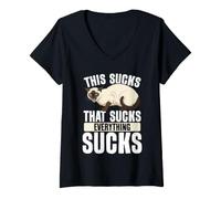 Women's Funny Angry Siamese Cat V-Neck T-Shirt
