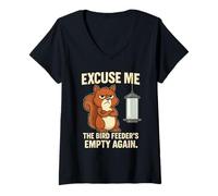 Womens Funny Animal Excuse Me Squirrel lovers Bird Feeder Wildlife V-Neck T-Shirt
