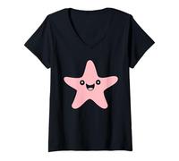 Womens Funny Animal Ocean Minimalist Simple Starfish V-Neck T-Shirt