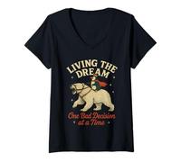 Womens Funny Animal Penguin Polar Bear Sarcastic Relatable Gag Tees V-Neck T-Shirt