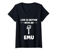 Womens Funny Animals Emus Bird Quote Life is Better with an emu V-Neck T-Shirt