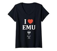 Womens Funny Animals Emus Minimalist Bird Simple i Love emu V-Neck T-Shirt