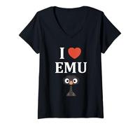 Womens Funny Animals Emus Minimalist Bird Simple i Love emu V-Neck T-Shirt