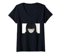 Womens Funny Anime Manga Shock Moment Girl Meme V-Neck T-Shirt