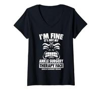 Women's Funny Ankle Surgery Recovery Broken Foot Rehab V-Neck T-Shirt