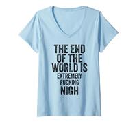 Womens Funny apocalypse no war protest dystopian end is nigh peace V-Neck T-Shirt