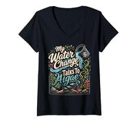 Women's Funny Aquarium Water Change Algae Fish Tank Keeper V-Neck T-Shirt