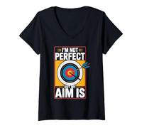 Women's Funny Archery I'm Not Perfect But My Aim is V-Neck T-Shirt