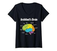 Womens Funny Architect’s Brain Colorful Architecture Humor V-Neck T-Shirt