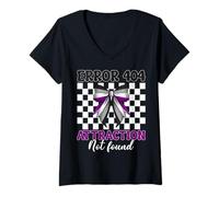 Womens Funny Asexual Pride Flag Error 404 Attraction Not Found V-Neck T-Shirt