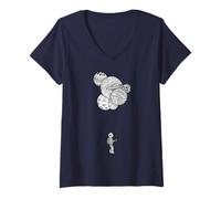 Womens Funny Astronaut Holding Planet Balloons on Space Birthdays V-Neck T-Shirt