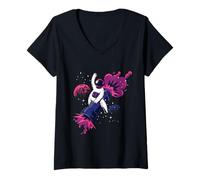 Womens Funny Astronaut riding a Bazooka V-Neck T-Shirt